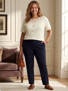 Lauren Ralph Lauren Lace Overlay Neckline Minimalist Top Size 3x